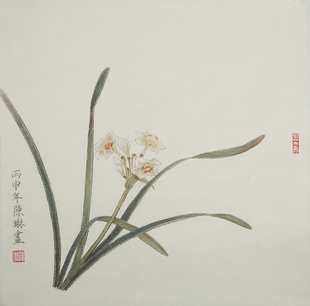 临摹宋人小品  茶花蝴蝶图34.5x35cm